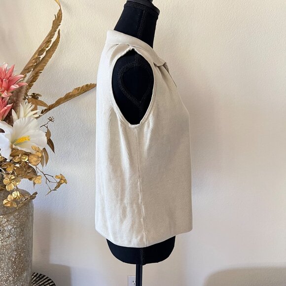 Tommy Bahama Silk & Cotton Beige Cream Relaxed Fit Stretch Collared Vest NWOT - Picture 2 of 8